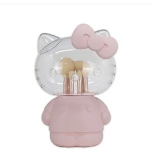NIB Hello Kitty Impressions 6 Pc Makeup Brush Gift Set W/Container Matte Pink